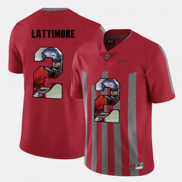 Ohio State Buckeyes Marshon Lattimore Men's #2 Red Pictorial Fashion College Football Jersey 2404QEOJ2